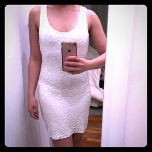Ivory sequined racer back knit dress